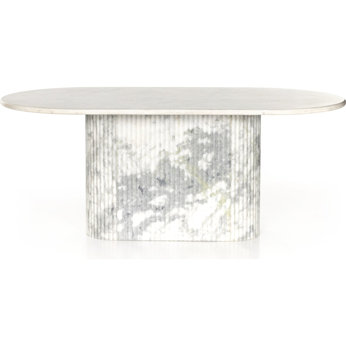 003 SI-1902003 | Additional Silo | Oranda Dining Table by Four Hands in white scalloped marble, polished white marble w, sealant and white scalloped marble, polished white marble. Made from solid marble in a modern style.