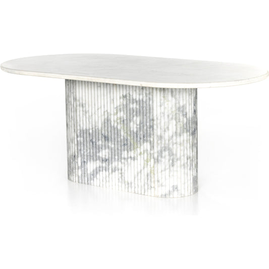 001 SI-1902003 | Additional Silo | Oranda Dining Table by Four Hands in white scalloped marble, polished white marble w, sealant and white scalloped marble, polished white marble. Made from solid marble in a modern style.