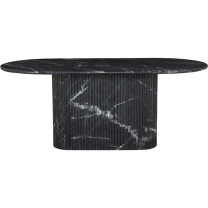 Oranda Dining Table by Four Hands in polished white marble w/ sealant, white scalloped marble. Made from solid marble in a modern style.