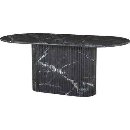 Oranda Dining Table by Four Hands in polished white marble w/ sealant, white scalloped marble. Made from solid marble in a modern style.