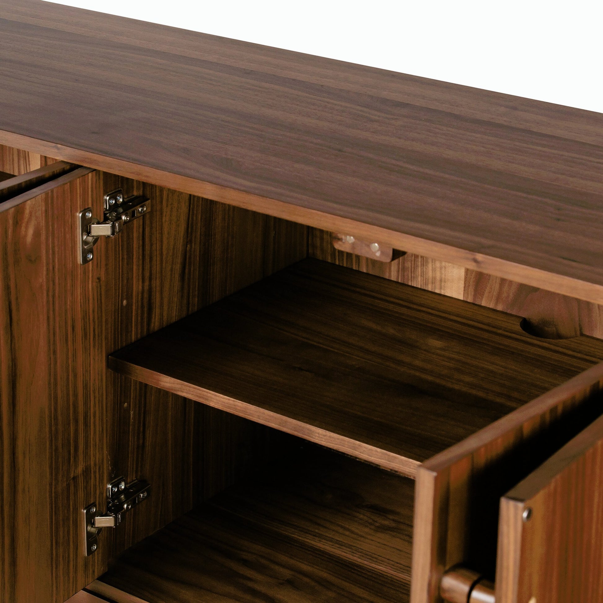 Arturo Sideboard by Four Hands in natural walnut. Made from walnut veneer, solid walnut in a modern style.