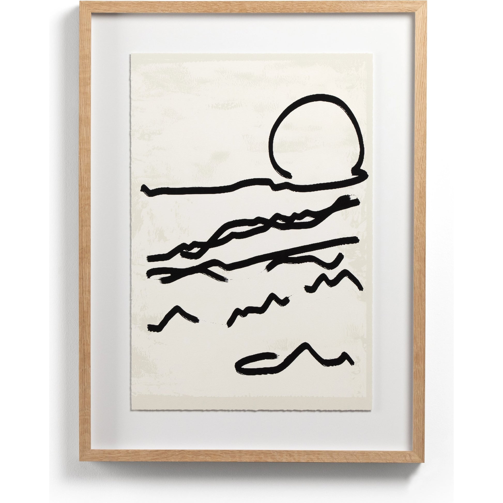 Mountain High I by Coup d’Esprit by Four Hands. Made from vertical grain 2.5 white oak, textured fine art paper in a modern style.