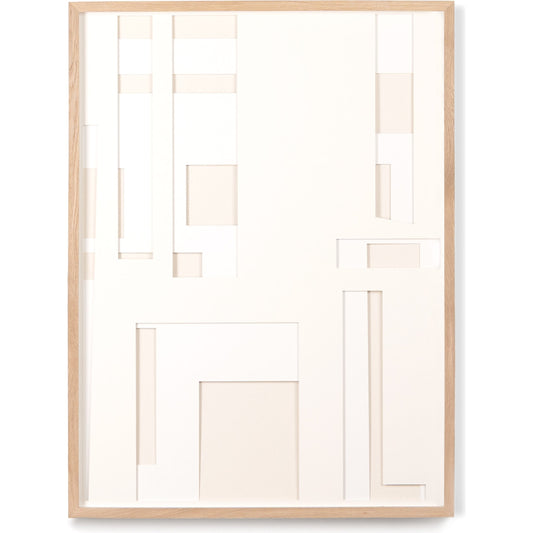 Dimension I by Coup d’Esprit by Four Hands. Made from vertical grain white oak, linen backer, acrylic glazing in a cottage & farmhouse style.