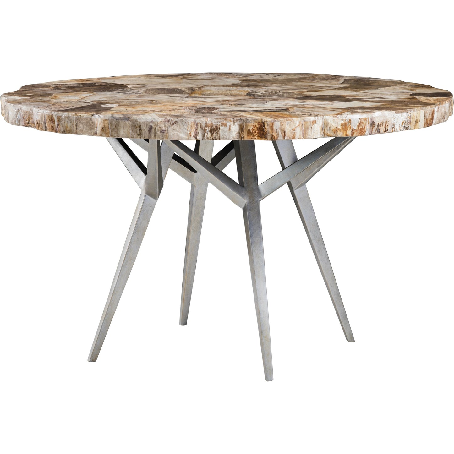 001 SI-2013265 | Primary Silo | Caldera Round Dining Table by Artistica Home in silver. Made from unique in a modern style.