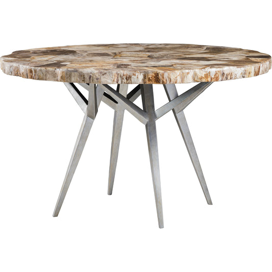 Caldera Round Dining Table by Artistica Home in silver. Made from unique in a modern style.
