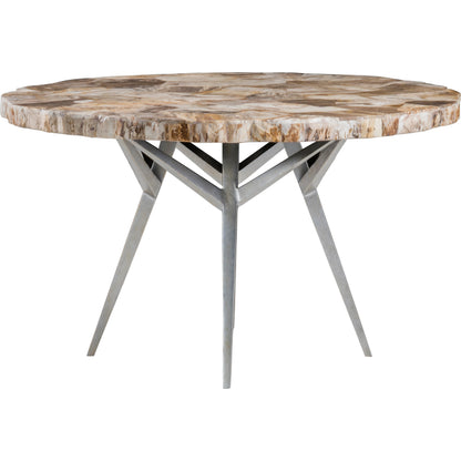 Caldera Round Dining Table by Artistica Home in silver. Made from unique in a modern style.