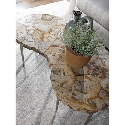 Caldera Kidney Cocktail Table by Artistica Home in silver. Made from unique in a modern style.