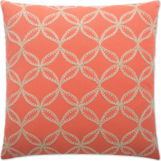 Tanjib by DV Kap Home in coral, salmon. Made from 52% polyester, 48% cotton base, 100% polyester in a transitional style.