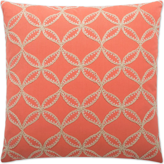 Tanjib Pillow by DV Kap Home in salmon. Made from 52% polyester, 48% cotton base, 100% polyester in a unique style.