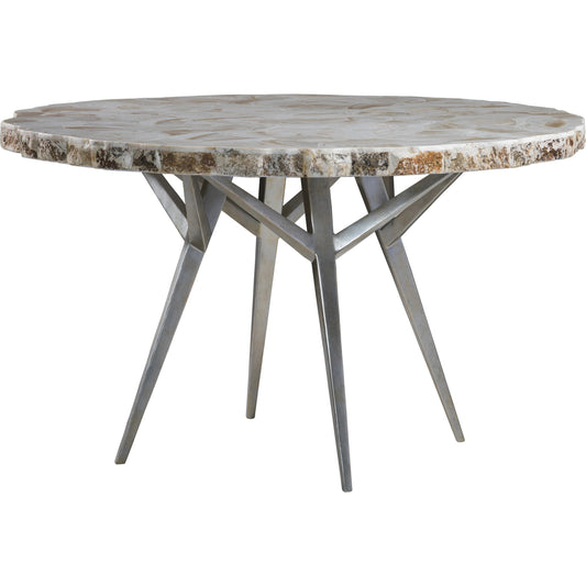 Seamount Round Dining Table by Artistica Home in silver. Made from unique in a modern style.