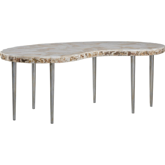 Seamount Kidney Cocktail Table by Artistica Home in silver leaf. Made from unique in a modern style.
