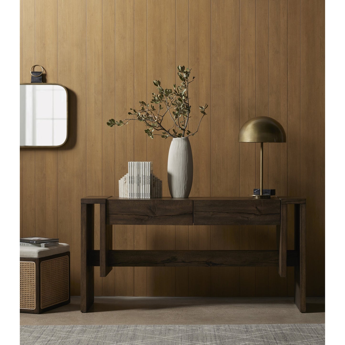 030 SI-1798640 | Lifestyle | Nador Moroccan Rug by Four Hands in grey. Made from 90% wool, 10% cotton in a unique style.
