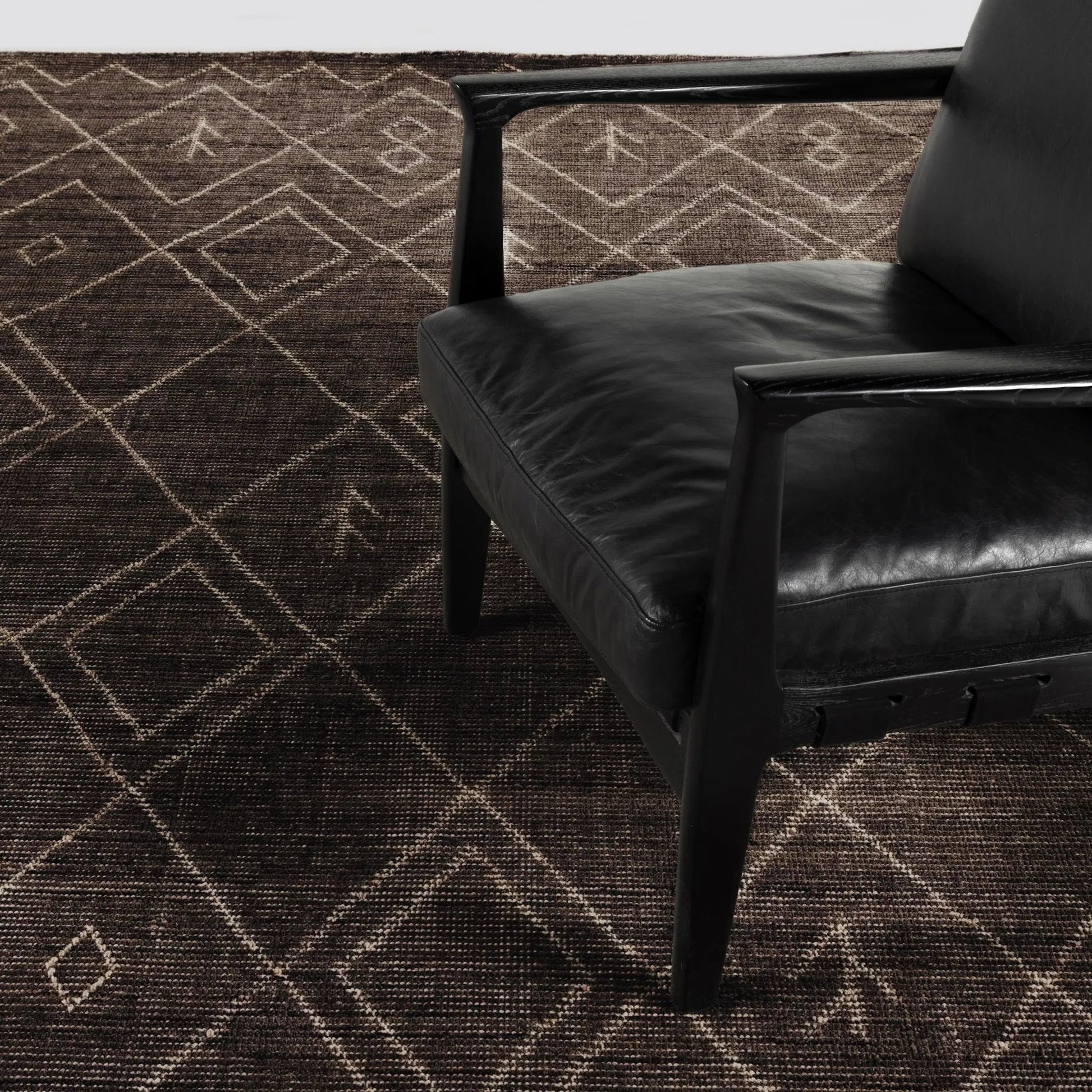 Nador Moroccan Hand Knotted Rug by Four Hands in nador espresso. Made from 90% wool, 10% cotton in a unique style.