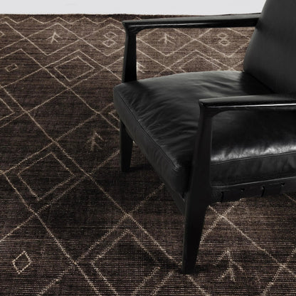 Nador Moroccan Hand Knotted Rug by Four Hands in nador espresso. Made from 90% wool, 10% cotton in a unique style.