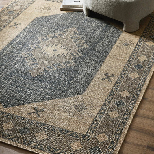 Samsa Hand Knotted Rug by Four Hands in samsa navy. Made from 60% cotton, 40% wool in a unique style.