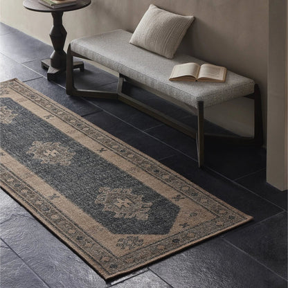 Samsa Hand Knotted Rug by Four Hands in samsa navy. Made from 60% cotton, 40% wool in a unique style.