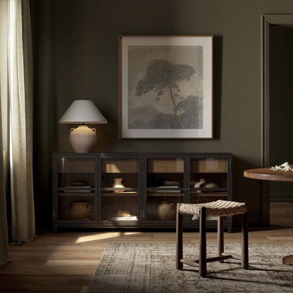Millie Sideboard by Four Hands in matte black, drifted oak. Made from unique in a modern style.