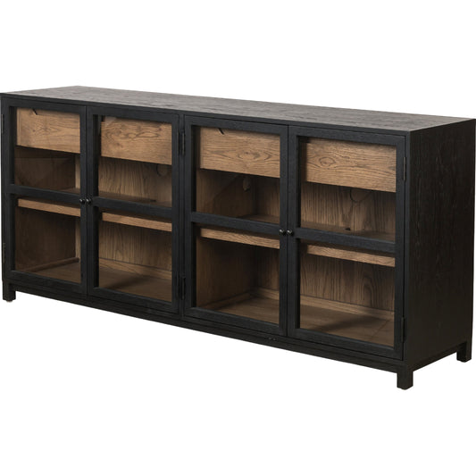 Millie Sideboard by Four Hands in matte black, drifted oak. Made from unique in a modern style.