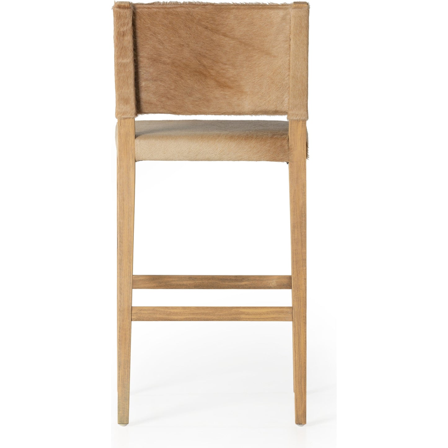 005 SI-1903065 | Additional Silo | Villa Bar Stool by Four Hands in light hair on hide, natural beech. Made from hair on hide, solid beech, iron in a modern style.