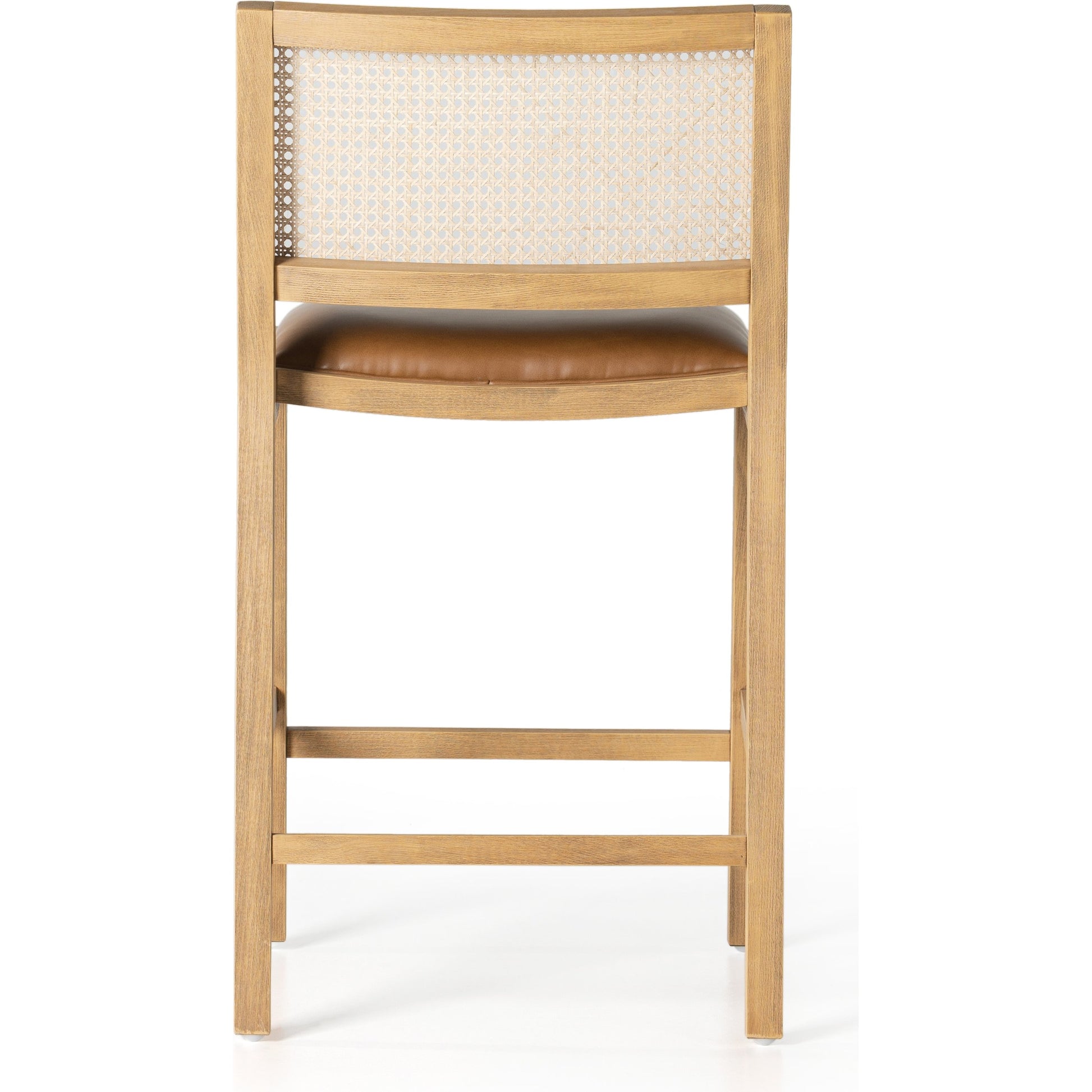 Sage Counter Stool by Four Hands in natural cane, sierra butterscotch. Made from faux leather, solid beech, cane in a coastal style.