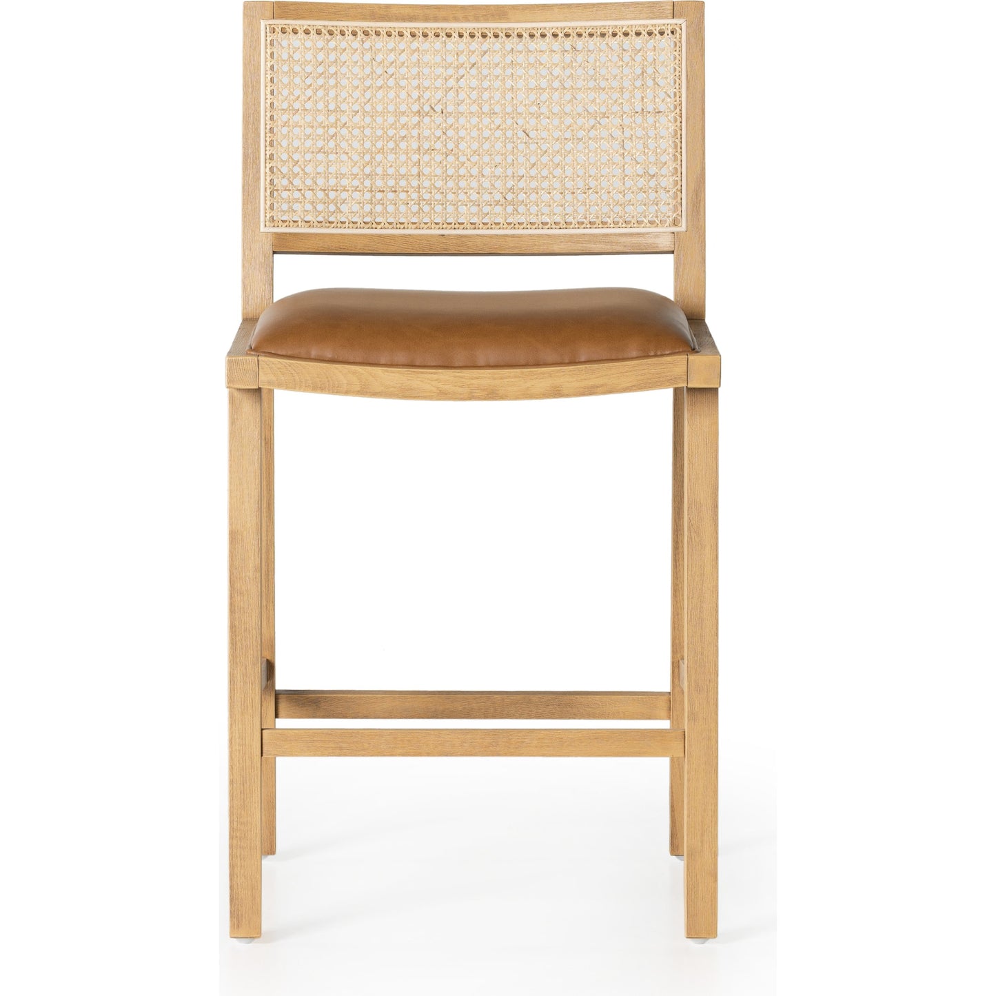 004 SI-1901420 | Additional Silo | Sage Counter Stool by Four Hands in natural cane, sierra butterscotch. Made from faux leather, solid beech, cane in a coastal style.