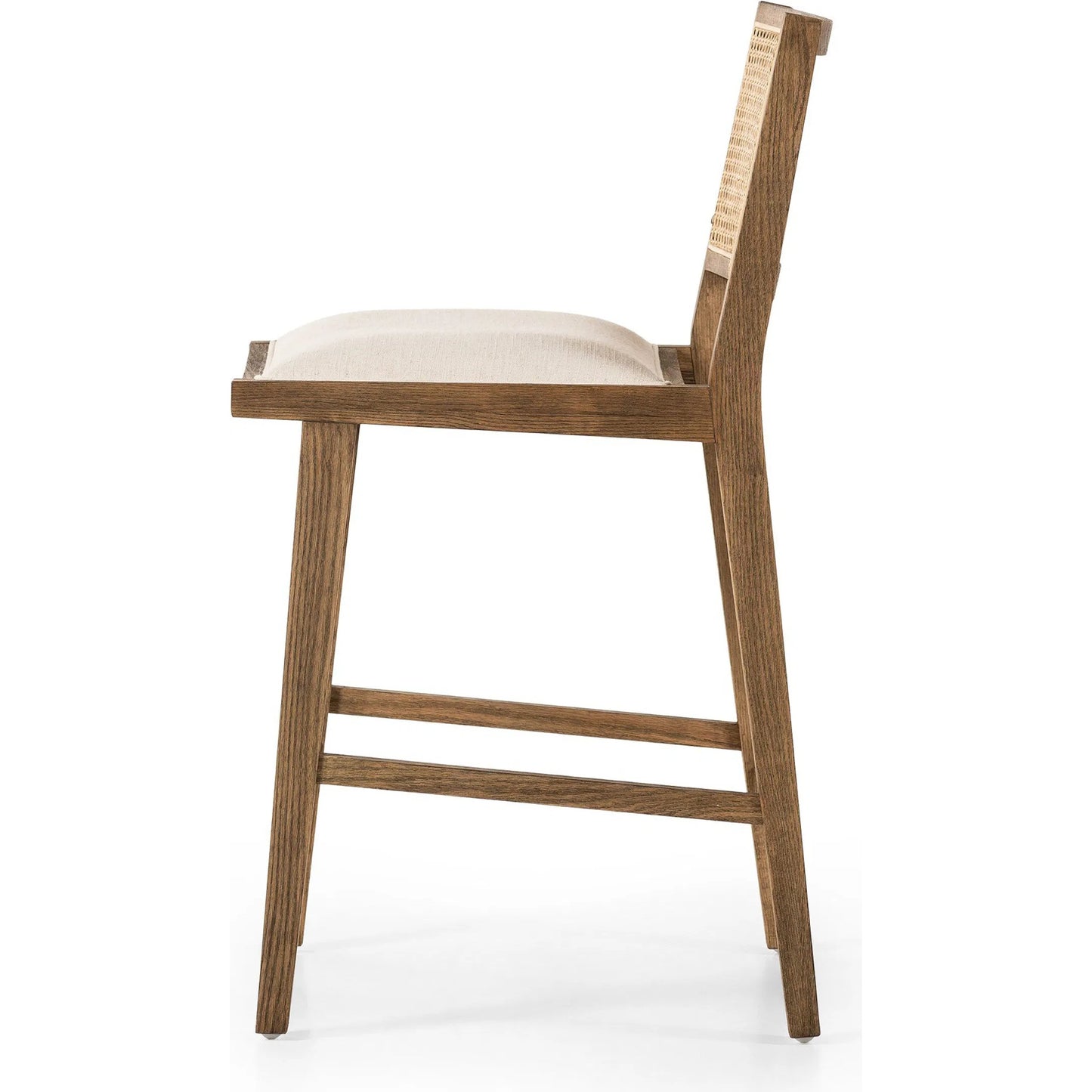 003 SI-2519300 | Additional Silo | Sage Counter Stool by Four Hands in savile flax, toasted oak, natural cane. Made from 92% polyester, 8% flax/linen, solid oak, cane in a rustic style.