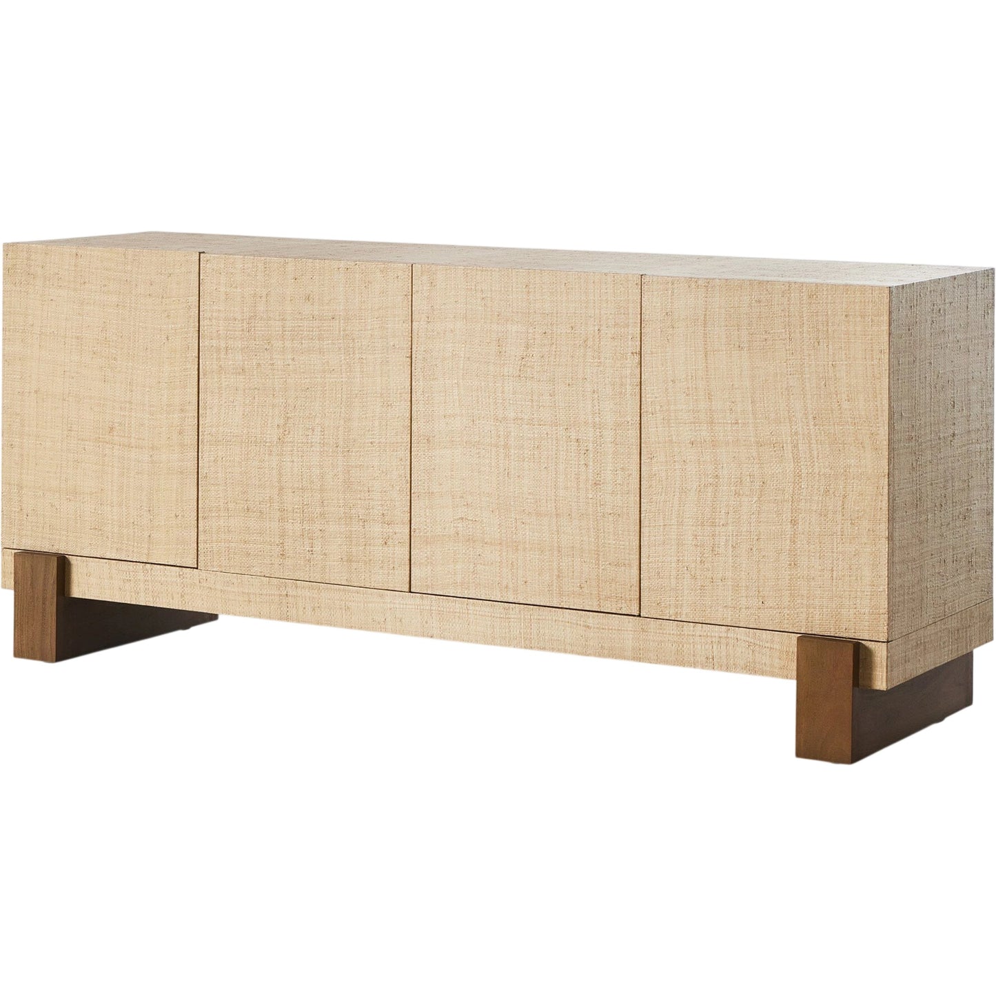 001 SI-2137368 | Primary Silo | Hatch Sideboard by Four Hands in natural raffia, burnished mahogany. Made from sugar palm, solid mahogany, mahogany veneer in a modern style.