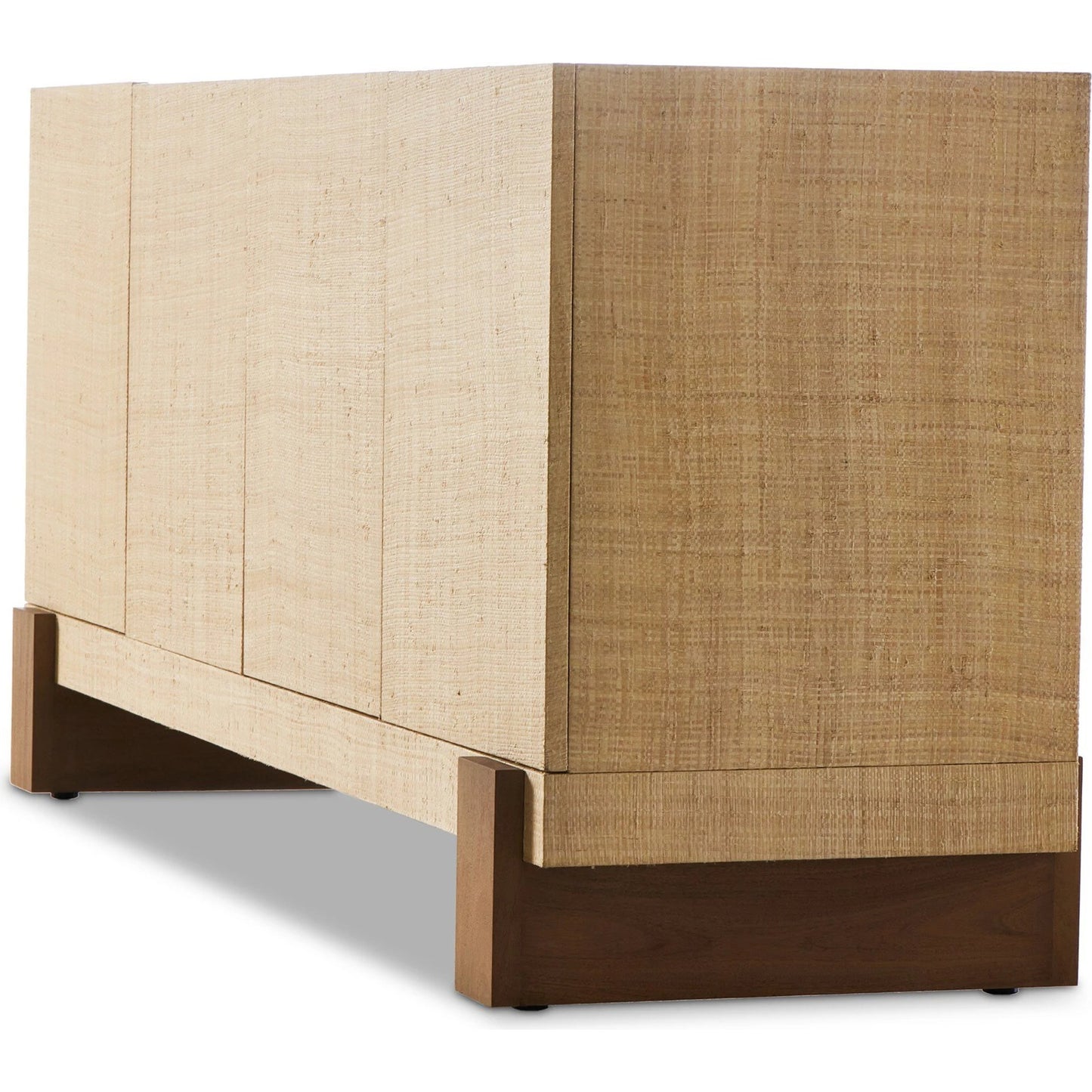 005 SI-2137368 | Additional Silo | Hatch Sideboard by Four Hands in natural raffia, burnished mahogany. Made from sugar palm, solid mahogany, mahogany veneer in a modern style.