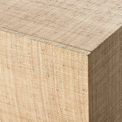 Hatch Sideboard by Four Hands in natural raffia, burnished mahogany. Made from sugar palm, solid mahogany, mahogany veneer in a modern style.