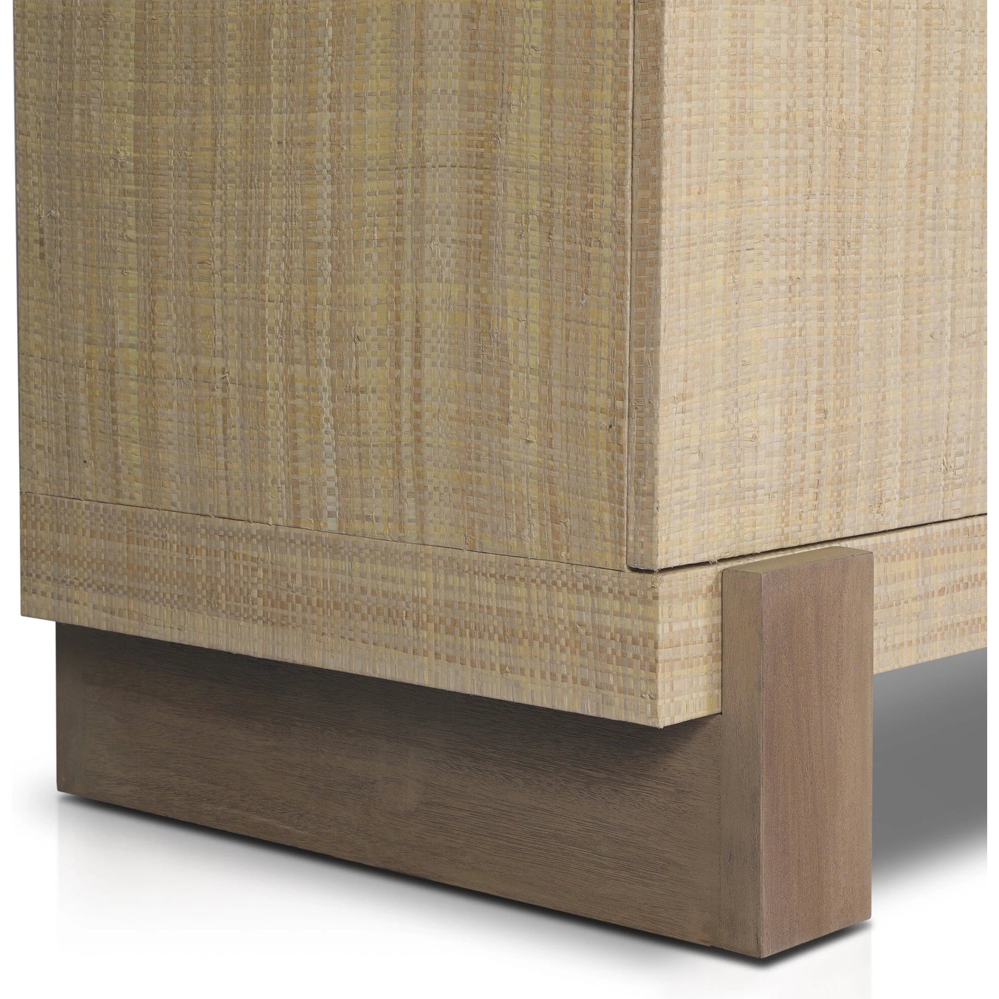 Hatch Sideboard by Four Hands in natural raffia, burnished mahogany. Made from sugar palm, solid mahogany, mahogany veneer in a modern style.