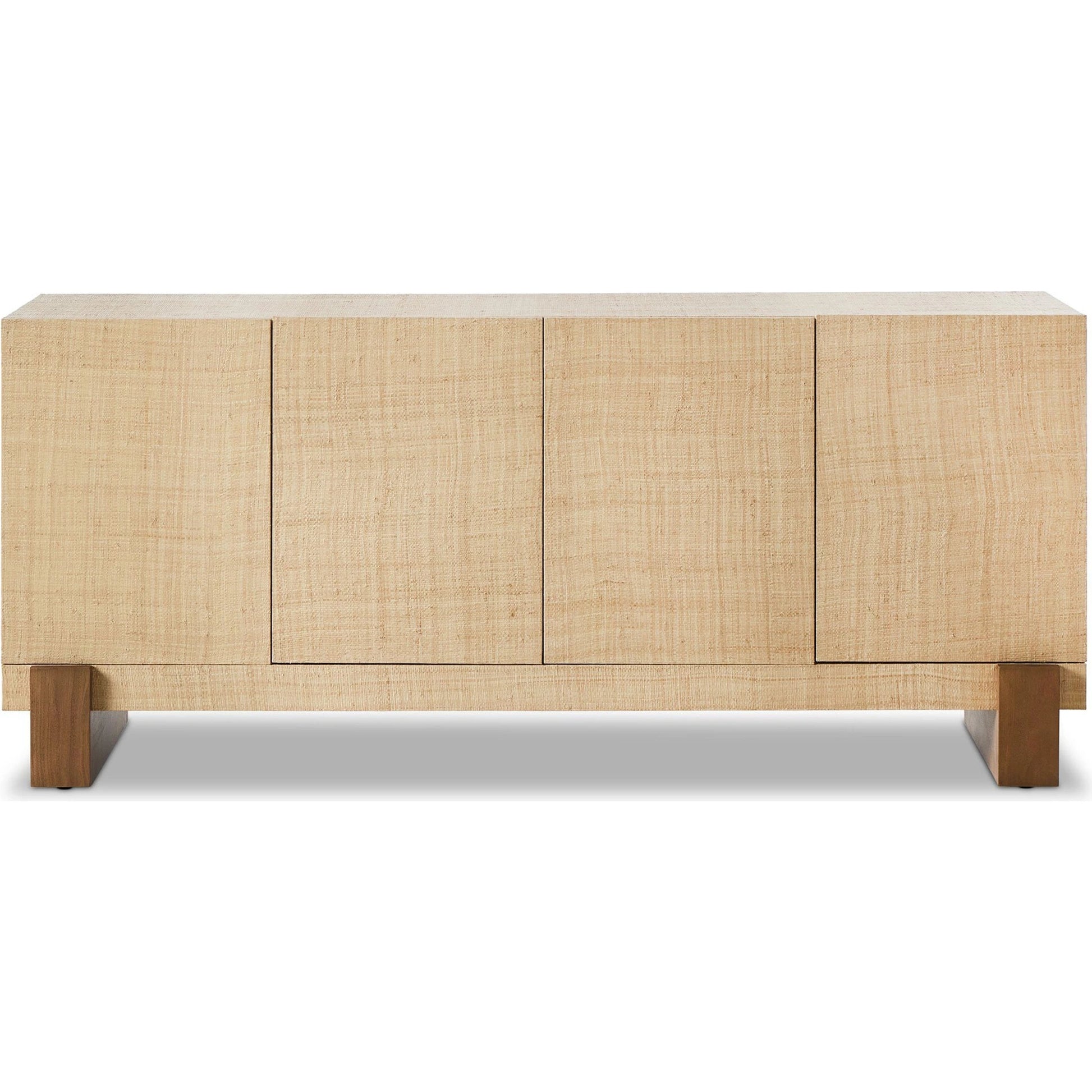 Hatch Sideboard by Four Hands in natural raffia, burnished mahogany. Made from sugar palm, solid mahogany, mahogany veneer in a modern style.
