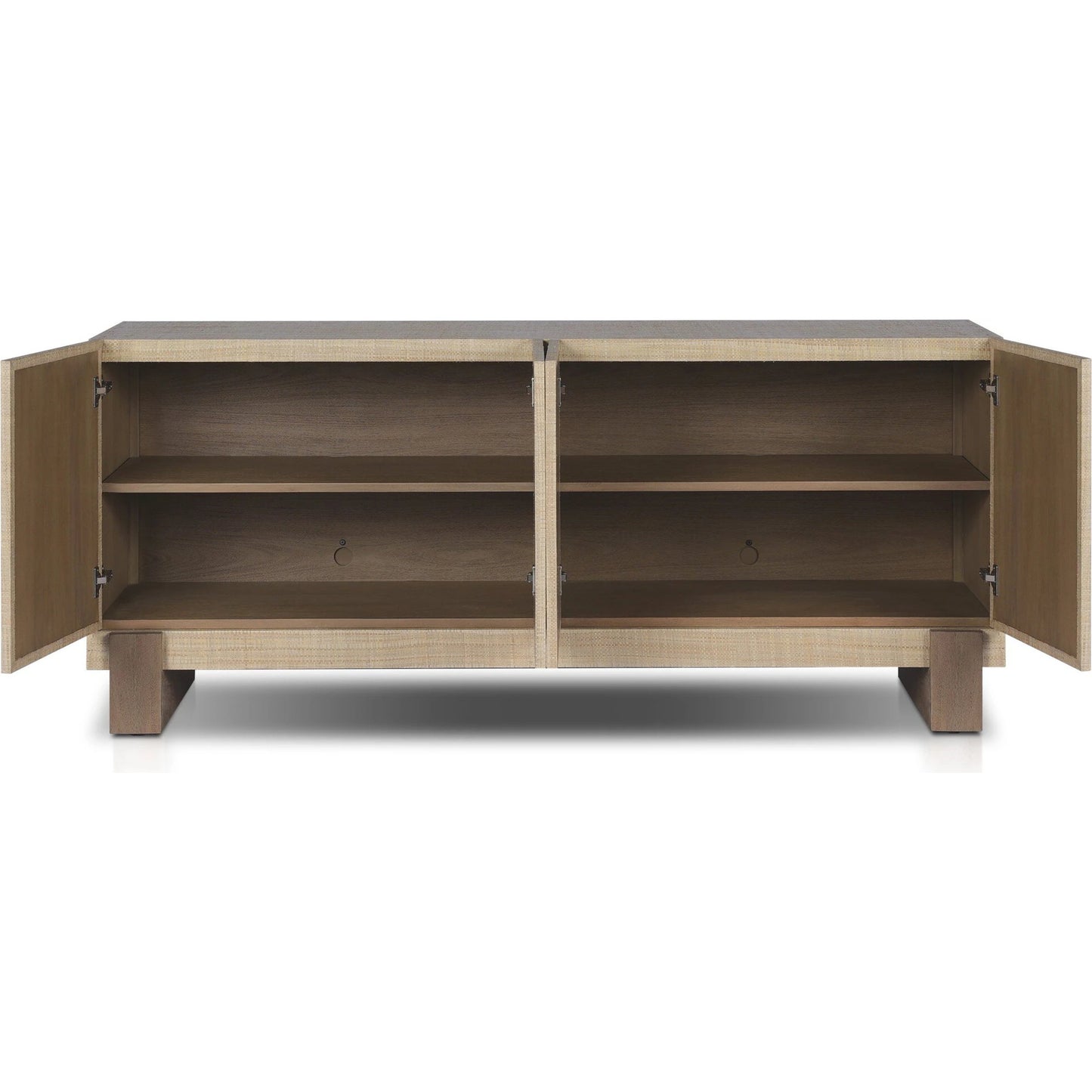 006 SI-2137368 | Additional Silo | Hatch Sideboard by Four Hands in natural raffia, burnished mahogany. Made from sugar palm, solid mahogany, mahogany veneer in a modern style.