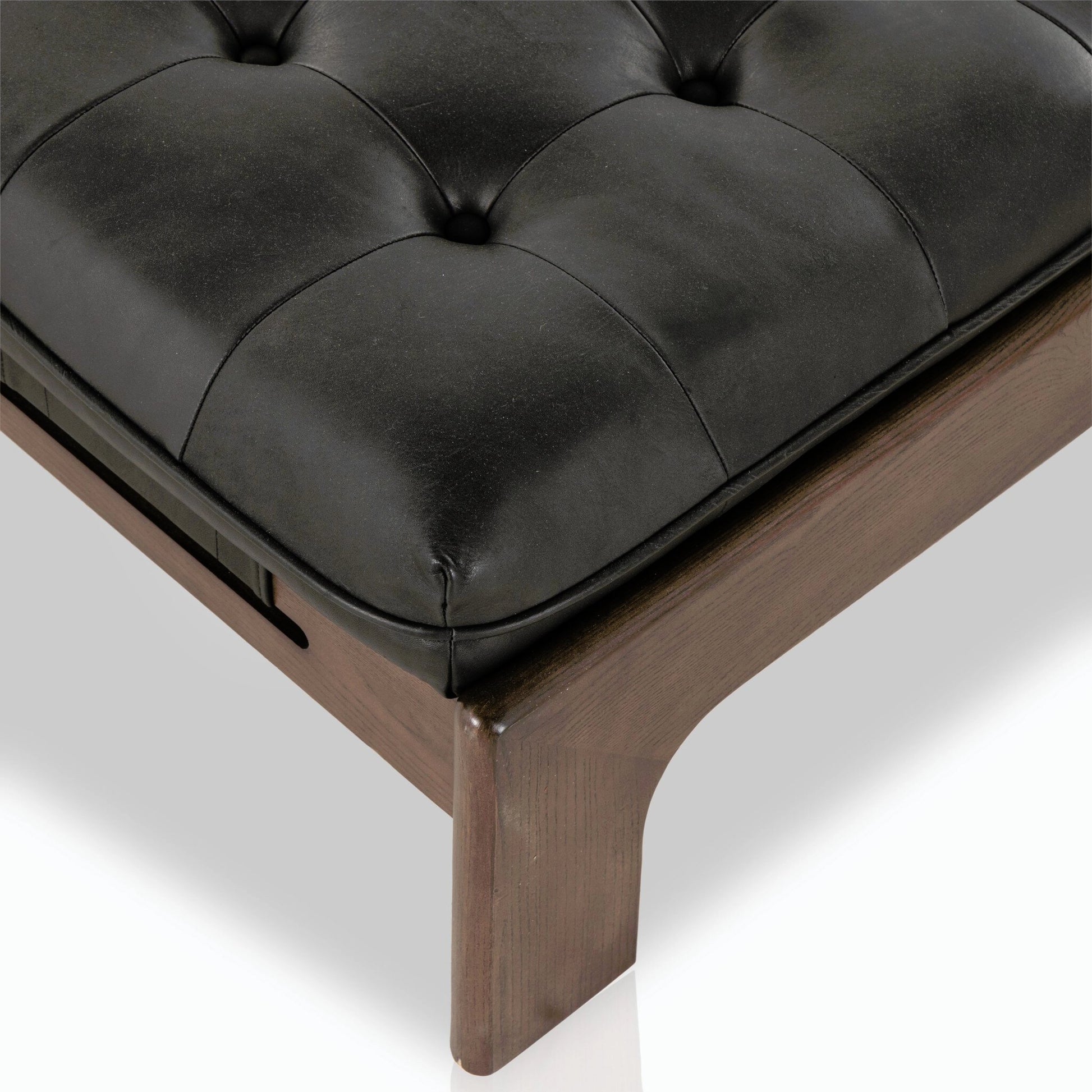 Halston Cocktail Ottoman by Four Hands. Made from top grain leather, solid ash, 100% polyester in a modern style.