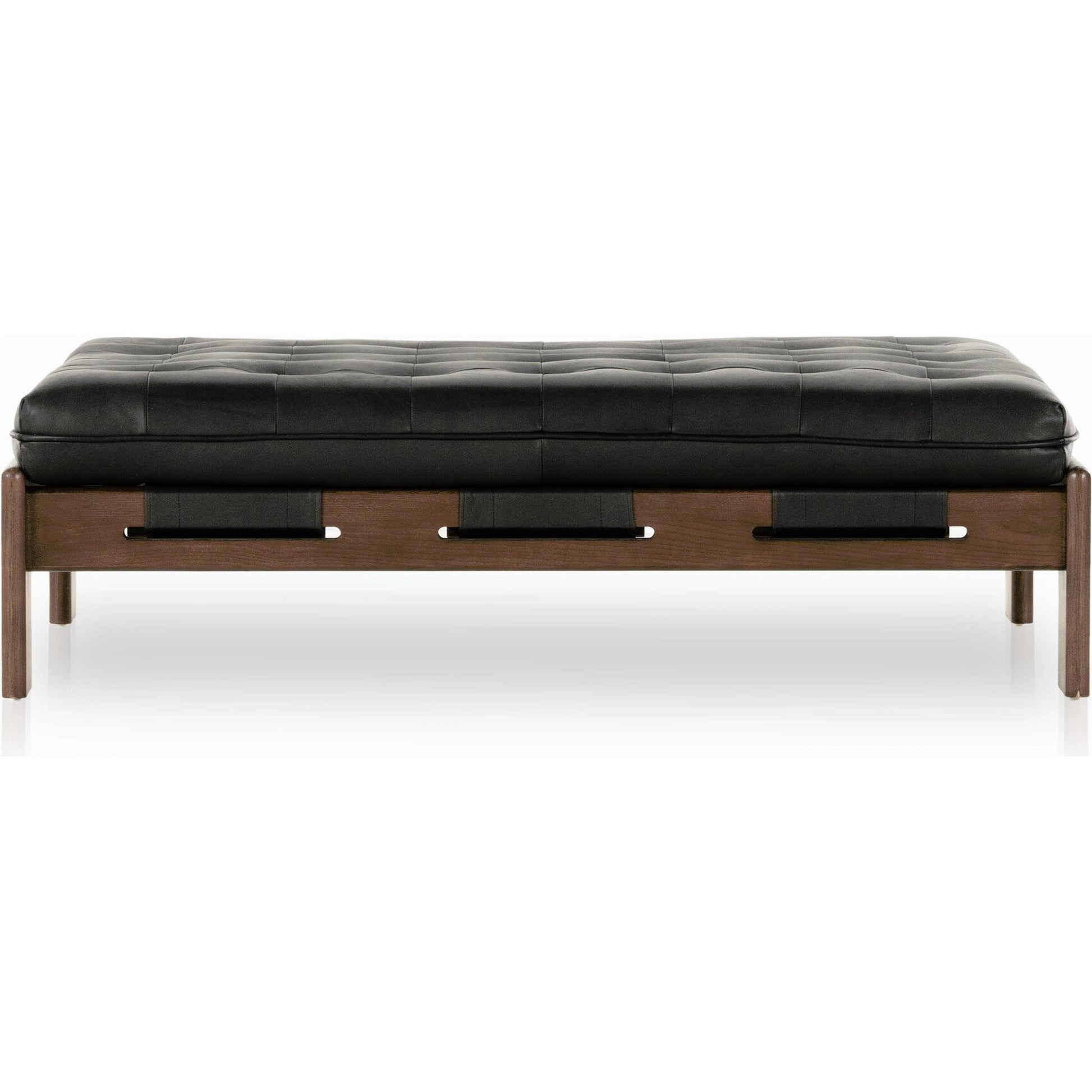 Halston Cocktail Ottoman by Four Hands. Made from top grain leather, solid ash, 100% polyester in a modern style.