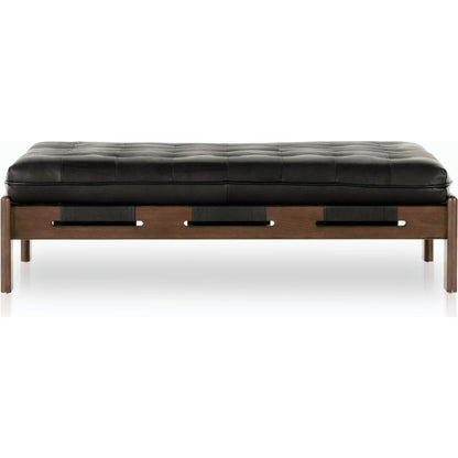 Halston Cocktail Ottoman by Four Hands. Made from top grain leather, solid ash, 100% polyester in a modern style.