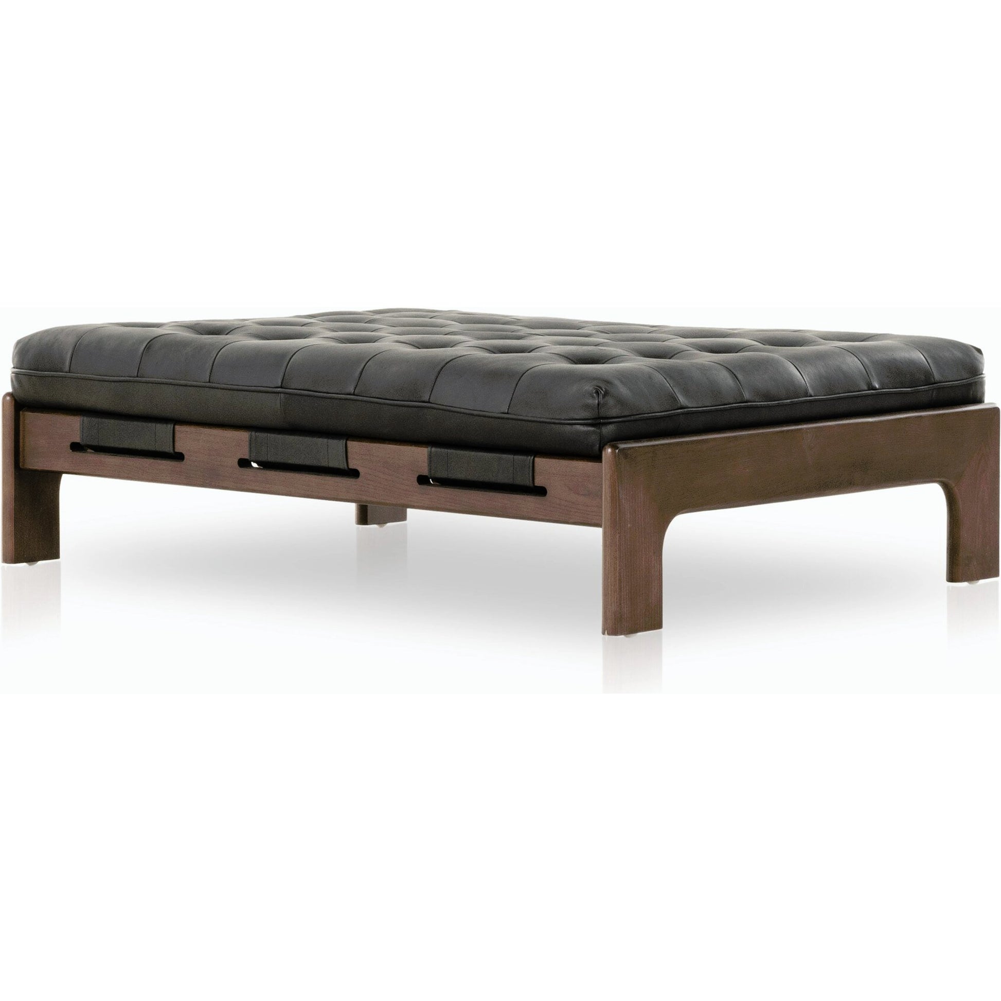 Halston Cocktail Ottoman by Four Hands. Made from top grain leather, solid ash, 100% polyester in a modern style.