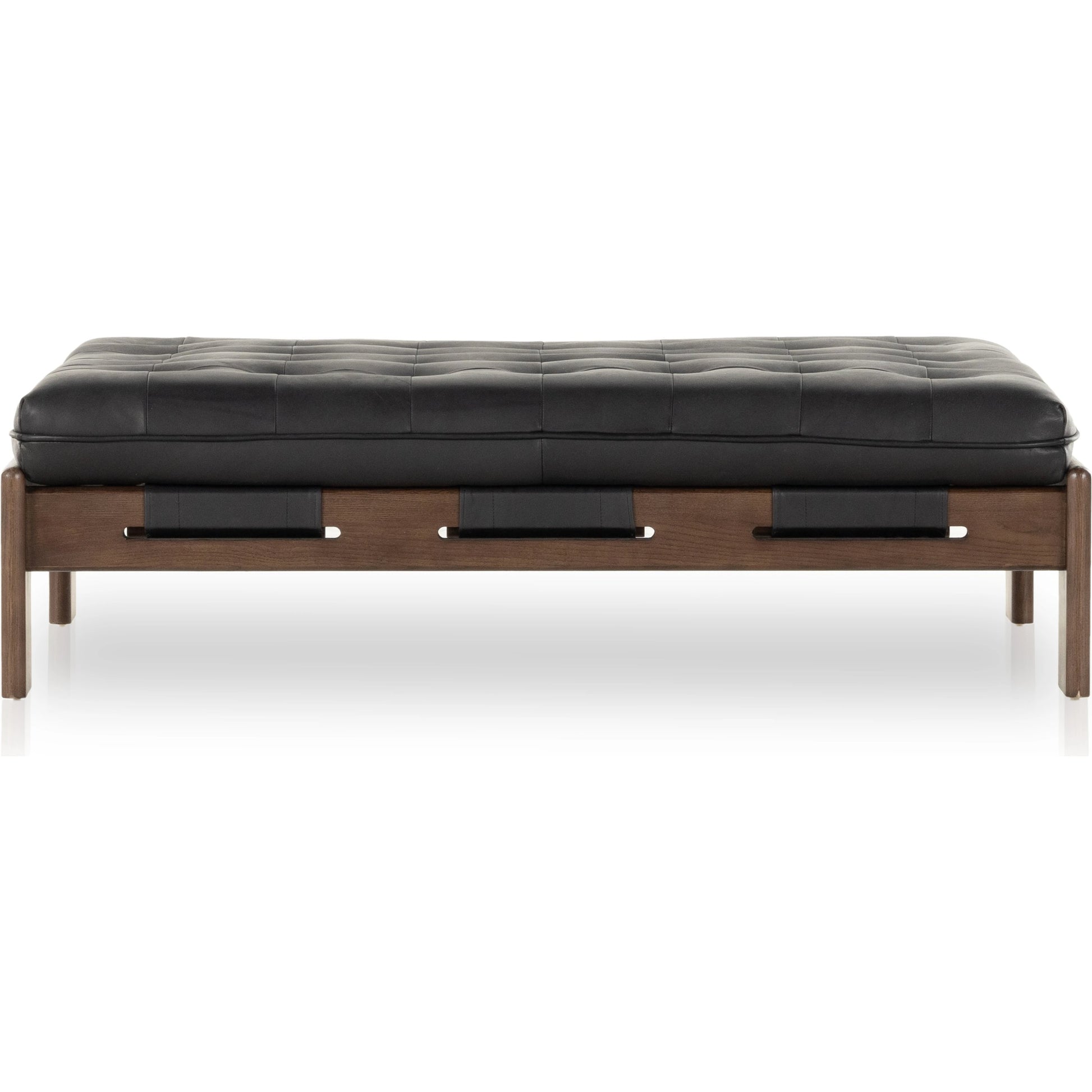 Halston Cocktail Ottoman by Four Hands. Made from top grain leather, solid ash, 100% polyester in a modern style.