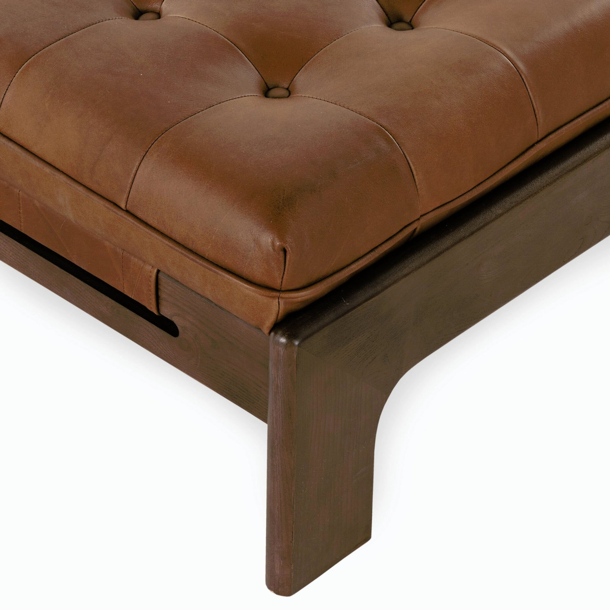 Halston Cocktail Ottoman by Four Hands. Made from top grain leather, solid ash, 100% polyester in a modern style.