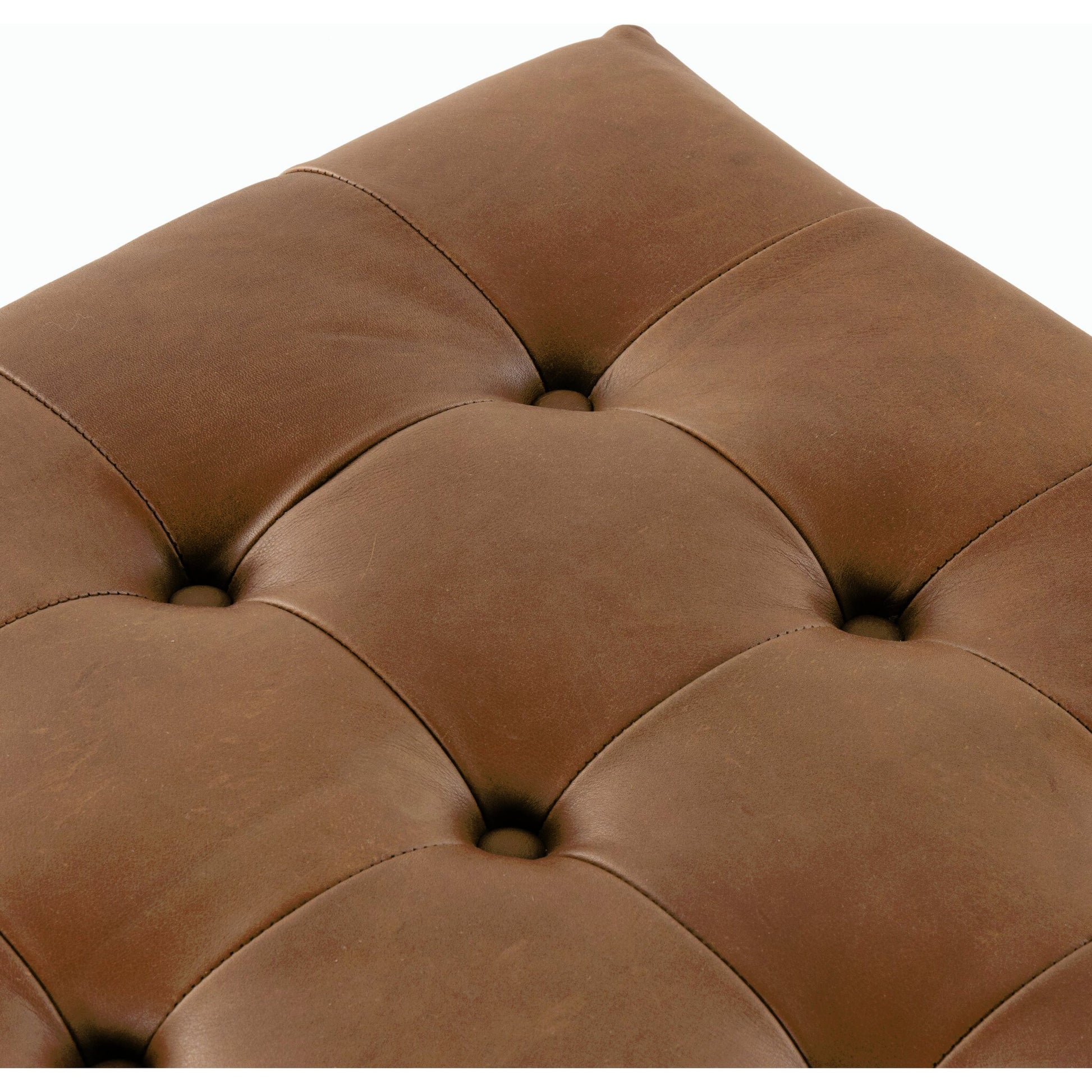 Halston Cocktail Ottoman by Four Hands. Made from top grain leather, solid ash, 100% polyester in a modern style.