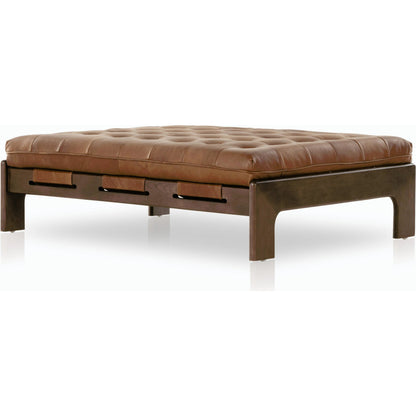 Halston Cocktail Ottoman by Four Hands. Made from top grain leather, solid ash, 100% polyester in a modern style.
