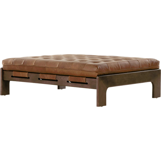 Halston Cocktail Ottoman by Four Hands. Made from top grain leather, solid ash, 100% polyester in a modern style.
