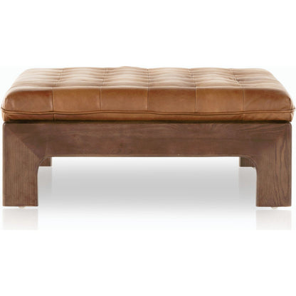 Halston Cocktail Ottoman by Four Hands. Made from top grain leather, solid ash, 100% polyester in a modern style.