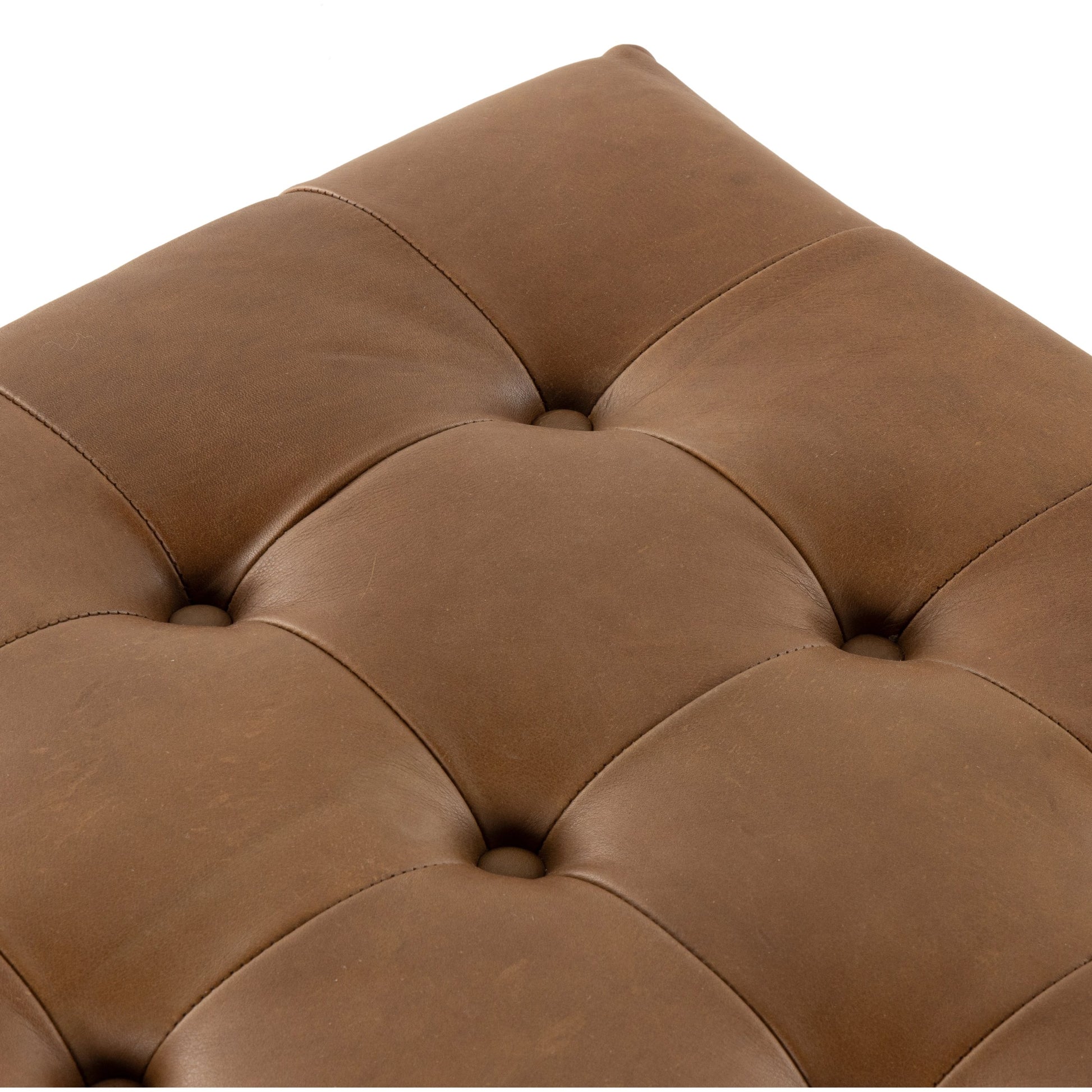 Halston Cocktail Ottoman by Four Hands. Made from top grain leather, solid ash, 100% polyester in a modern style.