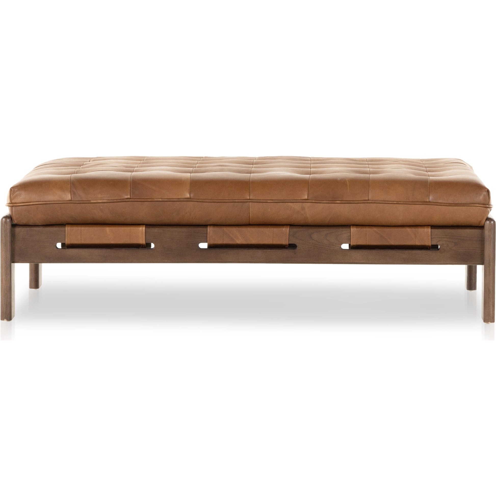 Halston Cocktail Ottoman by Four Hands. Made from top grain leather, solid ash, 100% polyester in a modern style.