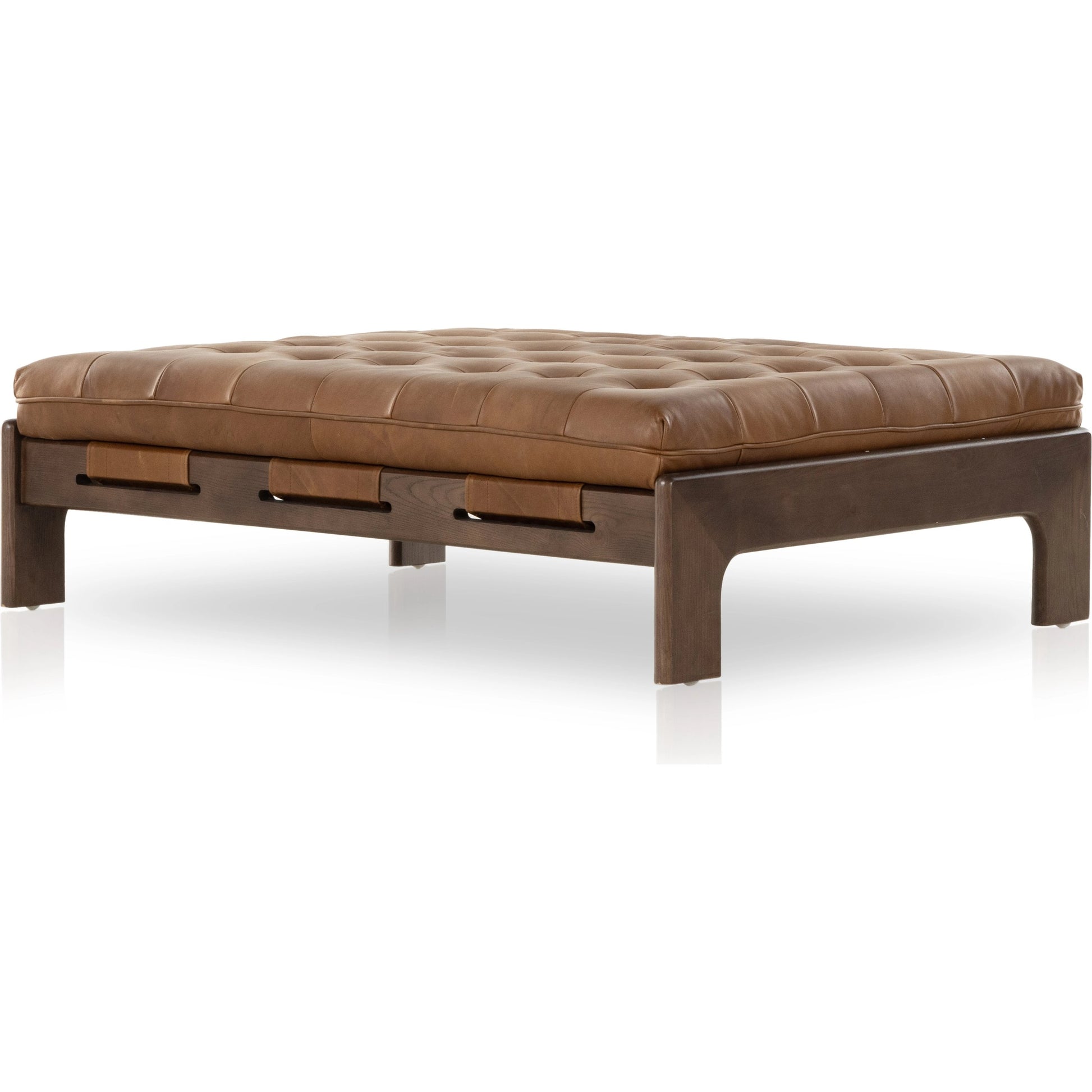 Halston Cocktail Ottoman by Four Hands. Made from top grain leather, solid ash, 100% polyester in a modern style.