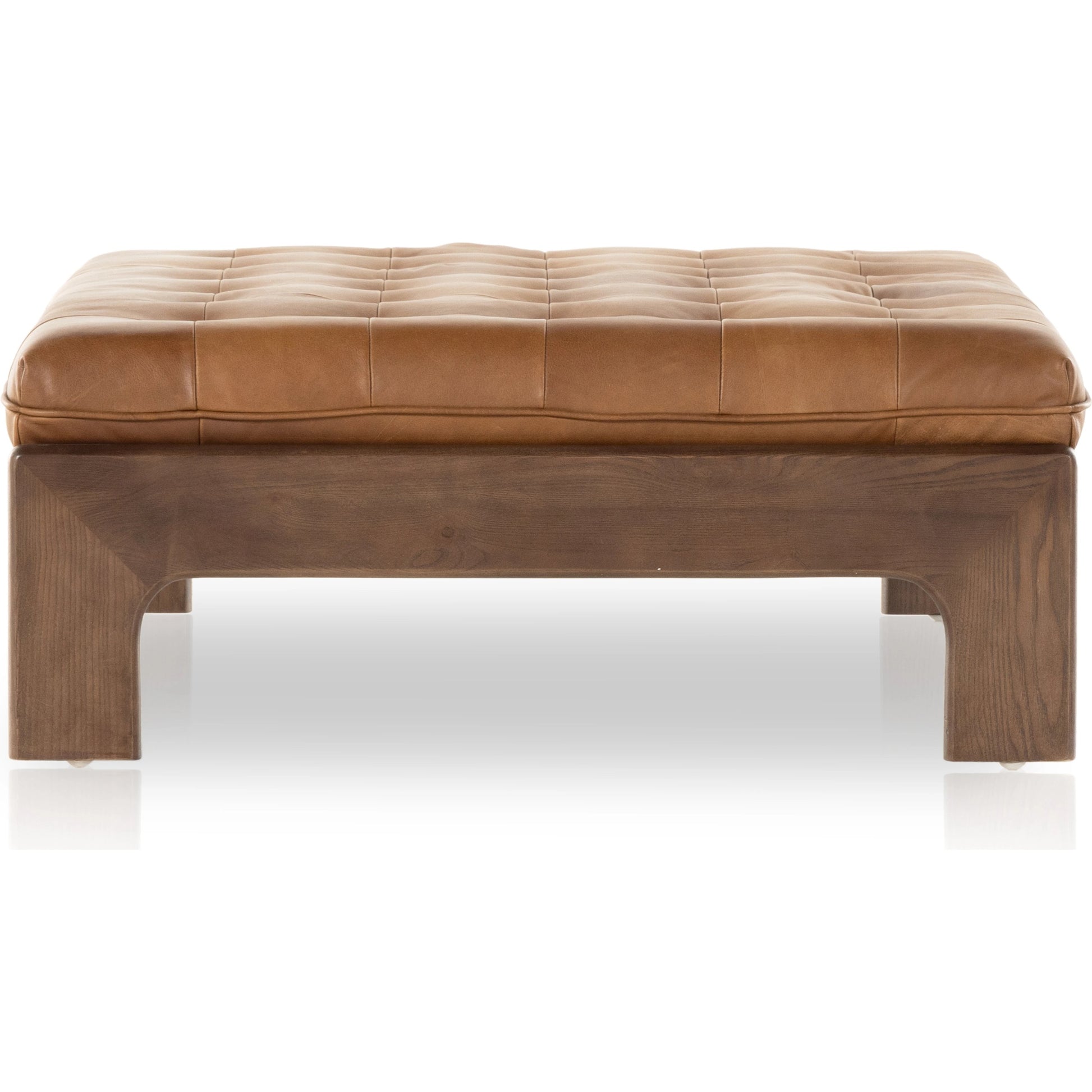 Halston Cocktail Ottoman by Four Hands. Made from top grain leather, solid ash, 100% polyester in a modern style.