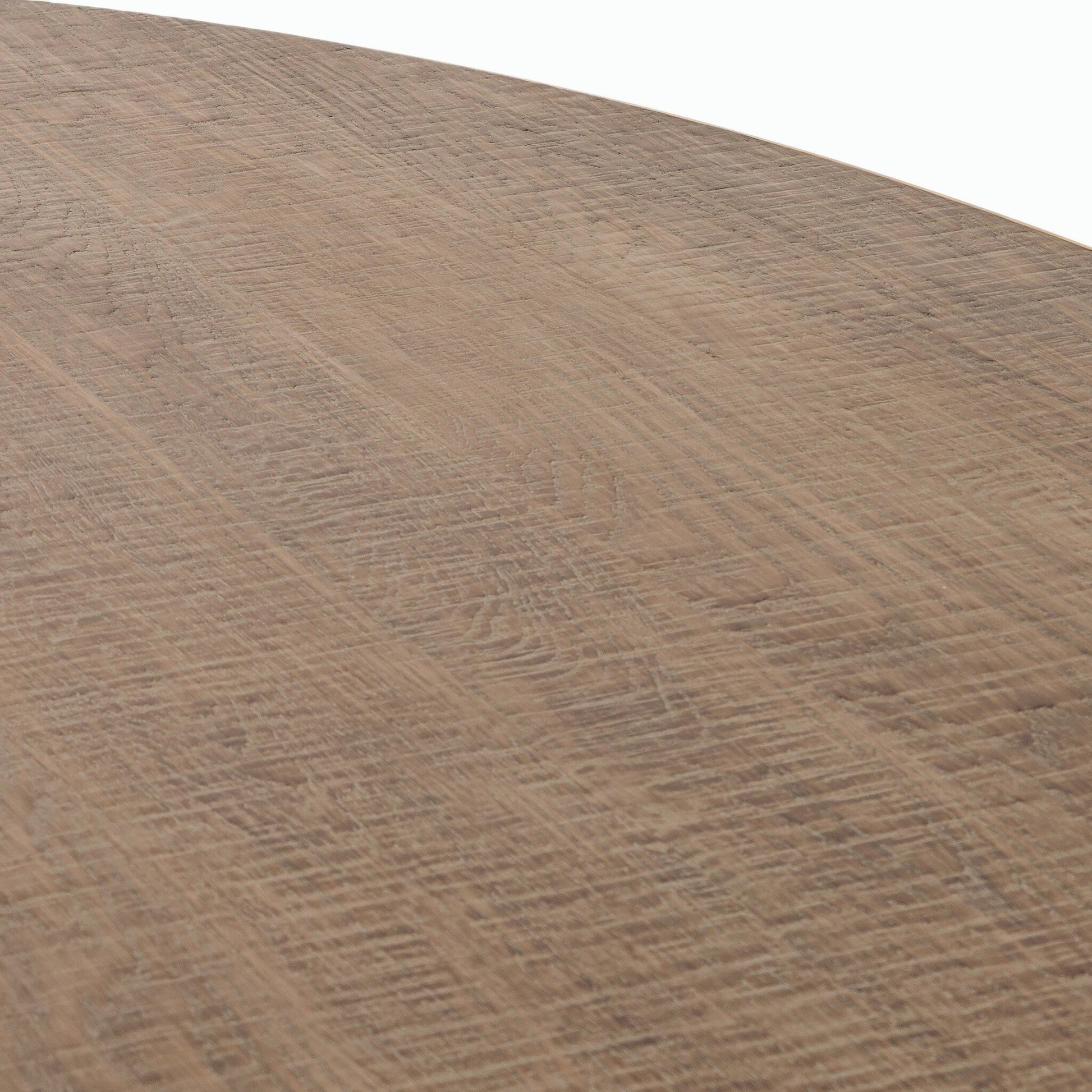 Evans Oval Dining Table by Four Hands in reclaimed burnt oak, vessel grey, polished brass. Made from solid reclaimed oak, iron, stainless steel in a modern style.