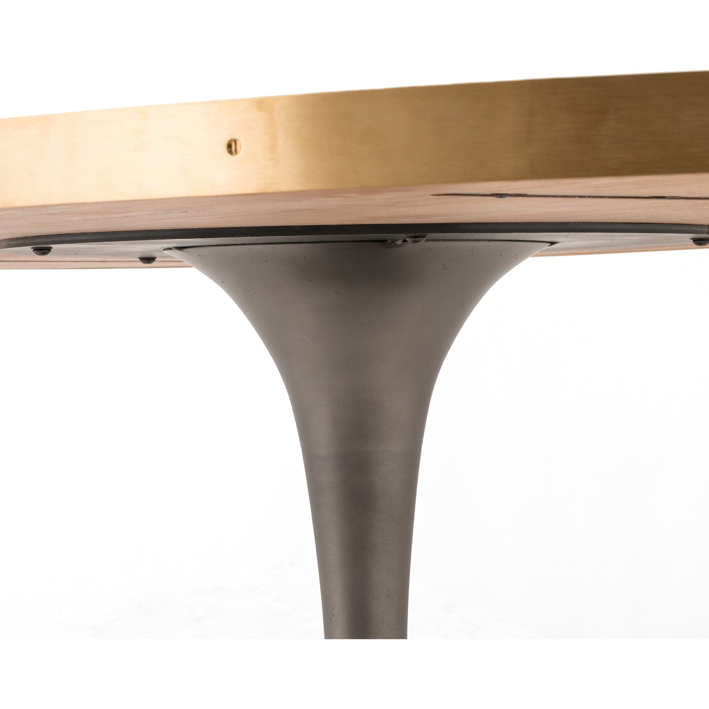 017 SI-1901020 | Additional Silo | Evans Oval Dining Table by Four Hands in reclaimed burnt oak, vessel grey, polished brass. Made from solid reclaimed oak, iron, stainless steel in a modern style.