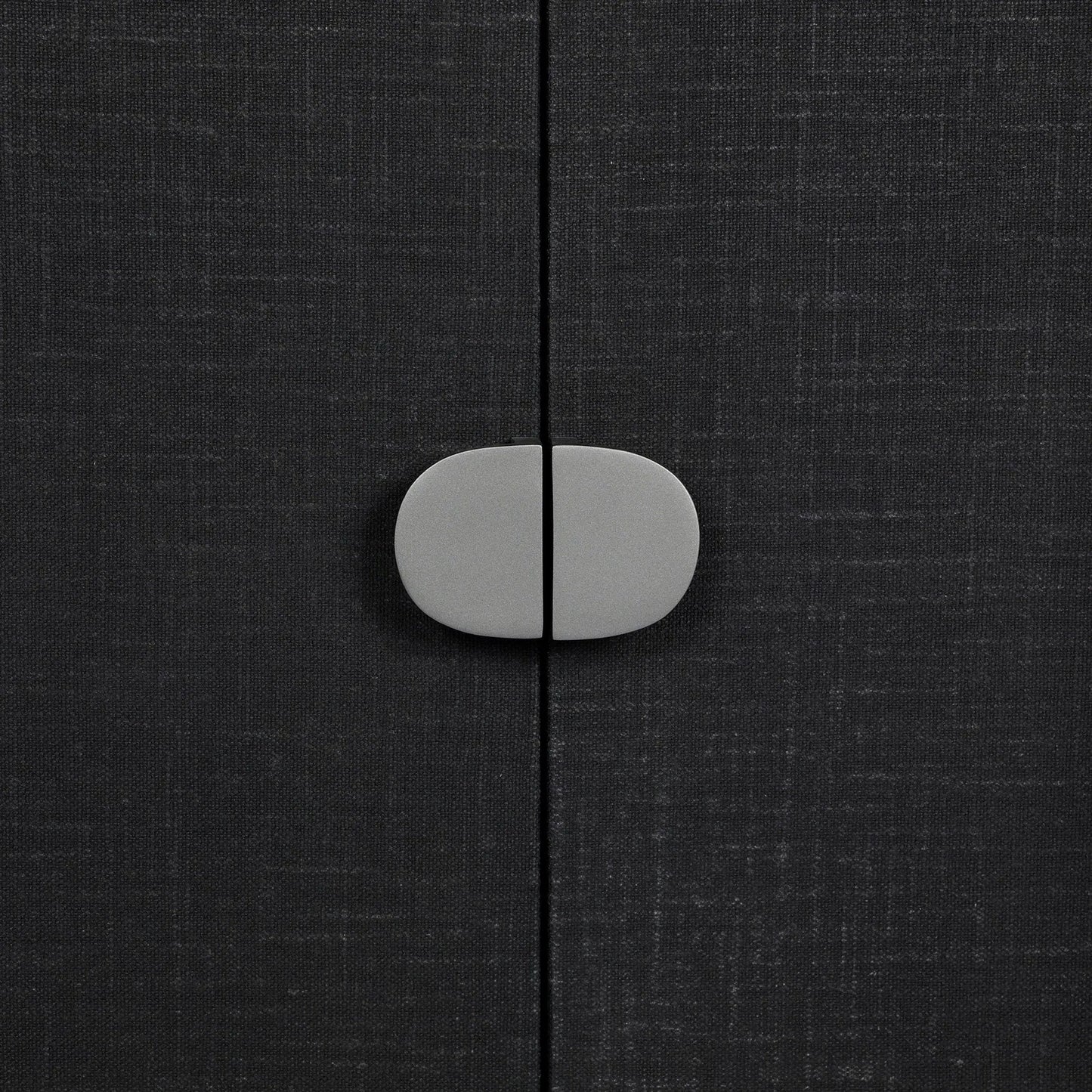 007 SI-2635291 | Closeup | Cressida Bar Cabinet by Four Hands in black linen, gunmetal. Made from painted linen, steel in a unique style.