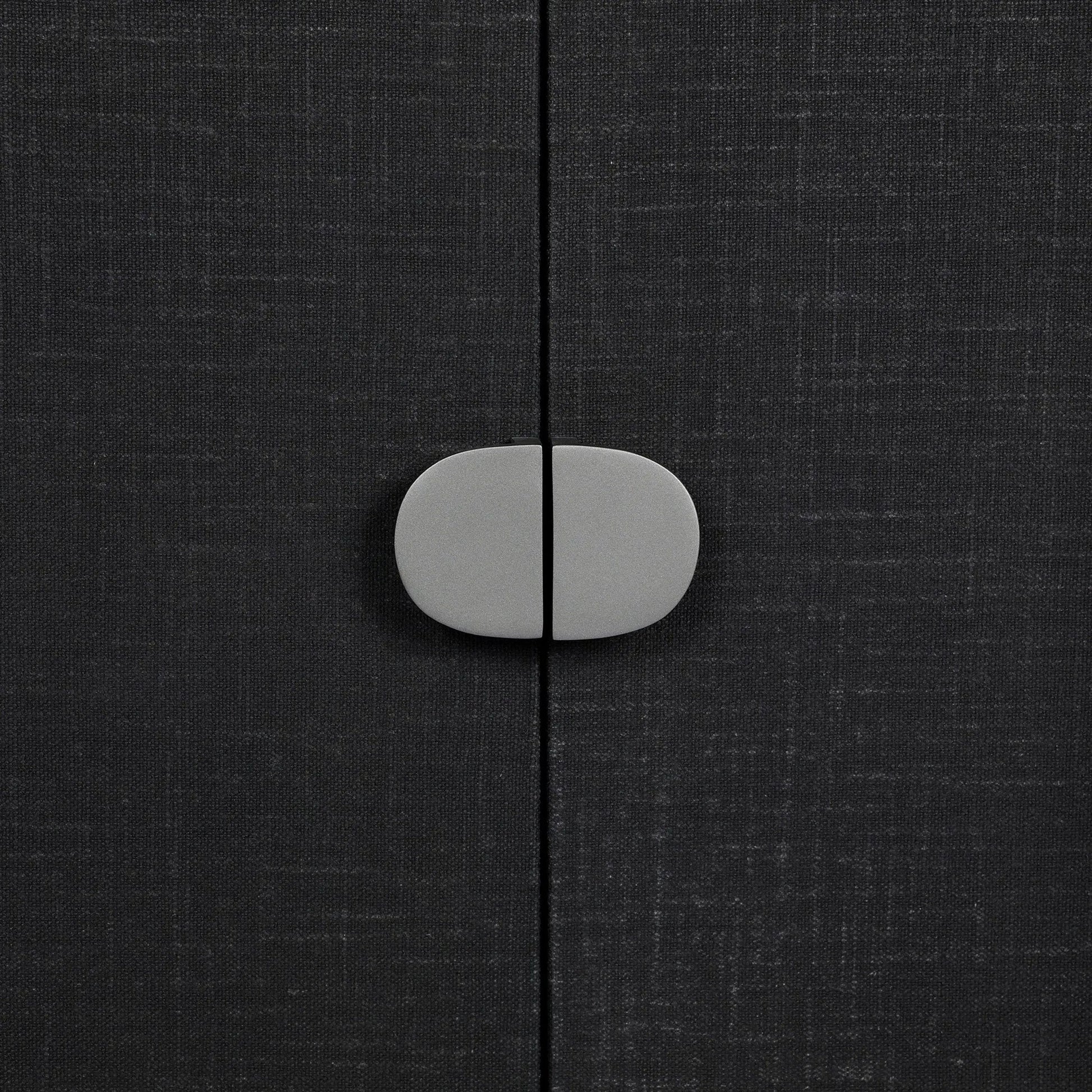 Cressida Bar Cabinet by Four Hands in black linen, gunmetal. Made from painted linen, steel in a unique style.